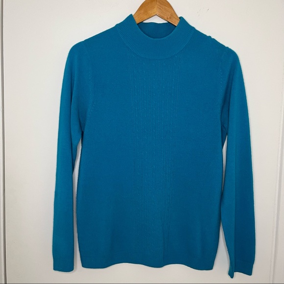 Vintage Blue Grandmacore Mock Neck Sweater - Picture 5 of 7